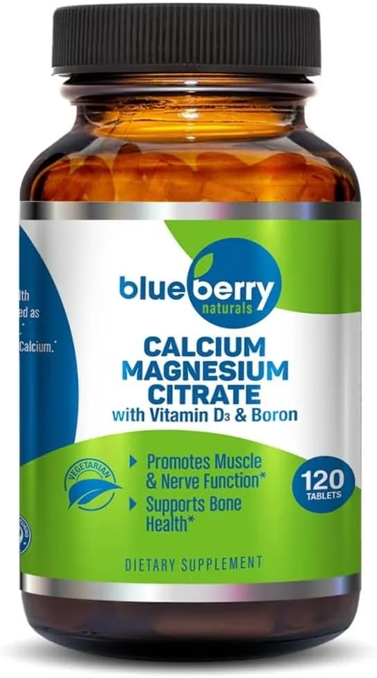 قرص های کلسیم منیزیم و روی بلوبری نچرالز - 100 عددی | مکمل معدنی برای حمایت از استخوان، عضله و سیستم ایمنی