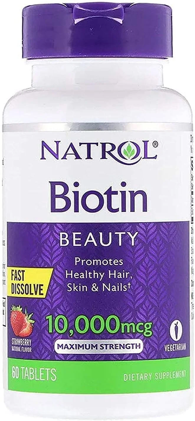 ناترول، بیوتین، طعم توت فرنگی، 10000 میکروگرم، 60 قرص
