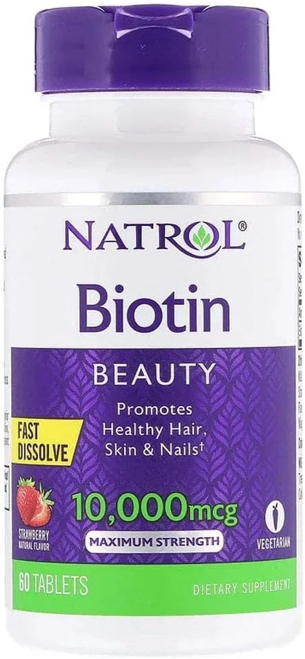 ناترول، بیوتین، طعم توت فرنگی، 10000 میکروگرم، 60 قرص
