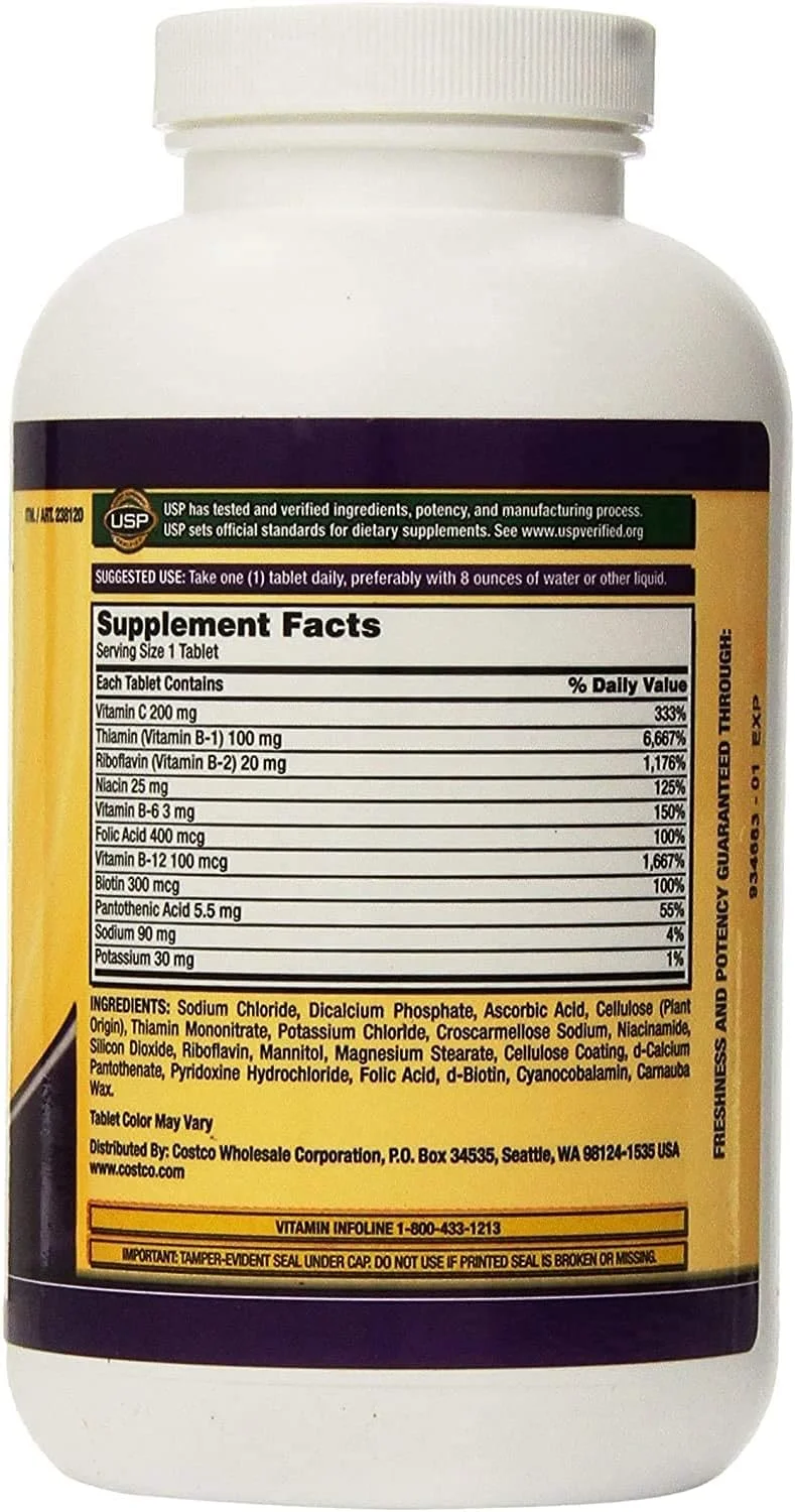 قرص سوپر ب-کمپلکس یک بار در روز کرکلند سیگنیچر به همراه الکترولیت (500 عدد)