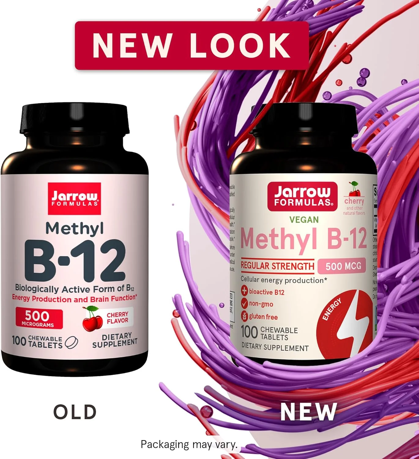 قرص های متیل B-12 Jarrow Formulas، 500 میلی گرم، مکمل غذایی برای تولید انرژی سلولی و پشتیبانی از سلامت مغز، 100 قرص جویدنی با طعم گیلاس، 100 روز