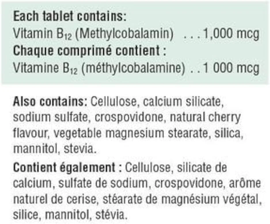 قرص زیر زبانی ویتامین ب۱۲ متیل کوبالامین حل شونده سریع جیمسون، ۱۰۰۰ میکروگرم، ۱۰۰ عدد