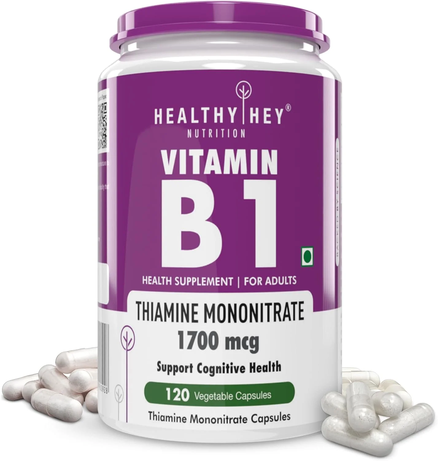 کپسول های گیاهی ویتامین ب۱ تیامین HealthyHey Nutrition - ۱۲۰ عدد