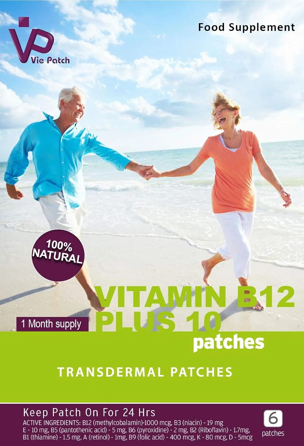 برچسب های پوستی ویتامین ب۱۲ پلاس وی هلتکر، ۱۰ برچسب و ۶ برچسب