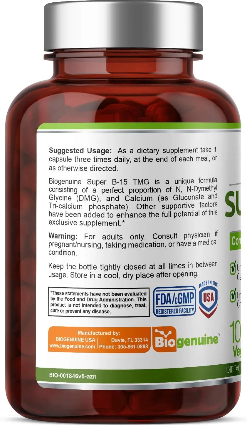 کمپلکس اسید سوپر B-15 Tmg جنسیس هلث (100 کپسول گیاهی)