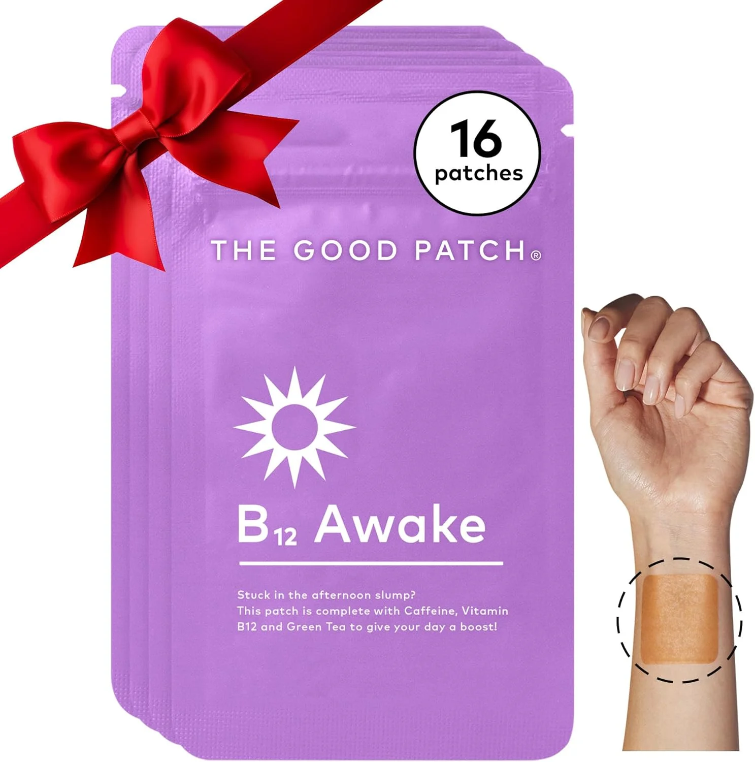 برچسب ب۱۲ انرژی زا گود پچ، برچسب طبیعی حاوی کافئین، ب۱۲ و عصاره چای سبز، سلامتی پوشیدنی با قدرت گیاهی، کمک به افزایش انرژی (۱۶ عدد)