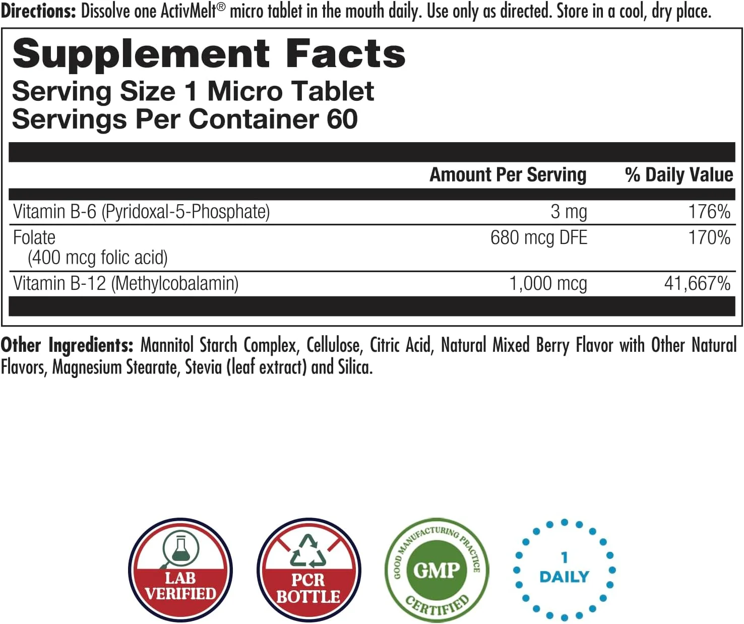 کال B6، B12 و فولیک اسید اکتیوملت با طعم توت 60 عددی (S) کال B6، B12 و فولیک اسید اکتیوملت با طعم توت 60 عددی (S)