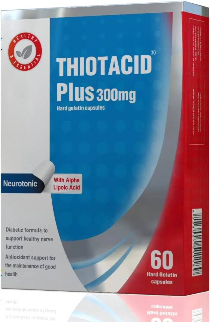 ایوا فارما تیوتااسید پلاس 300 میلی گرم نوروترونیک آلفا لیپوئیک اسید و ویتامین ب 60 کپسول