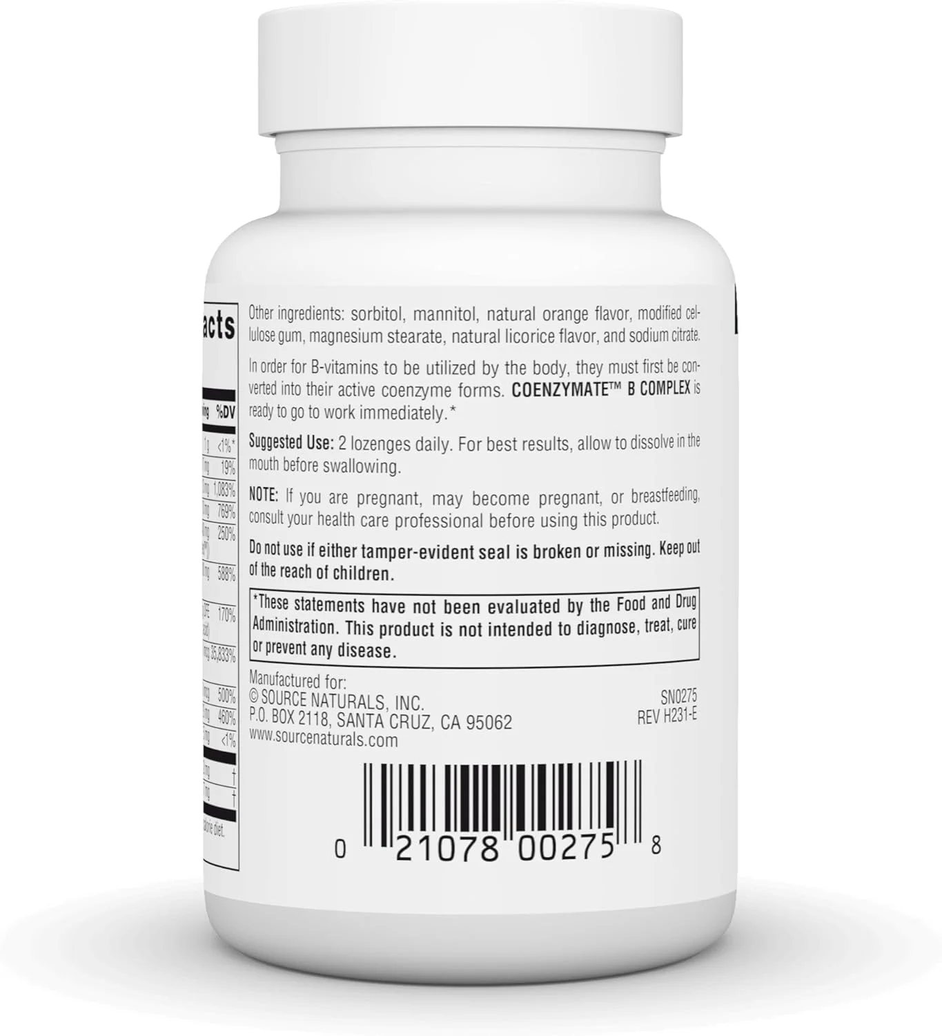 комплекс витаминов B со вкусом апельсина Source Naturals Coenzymate, 60 таблеток