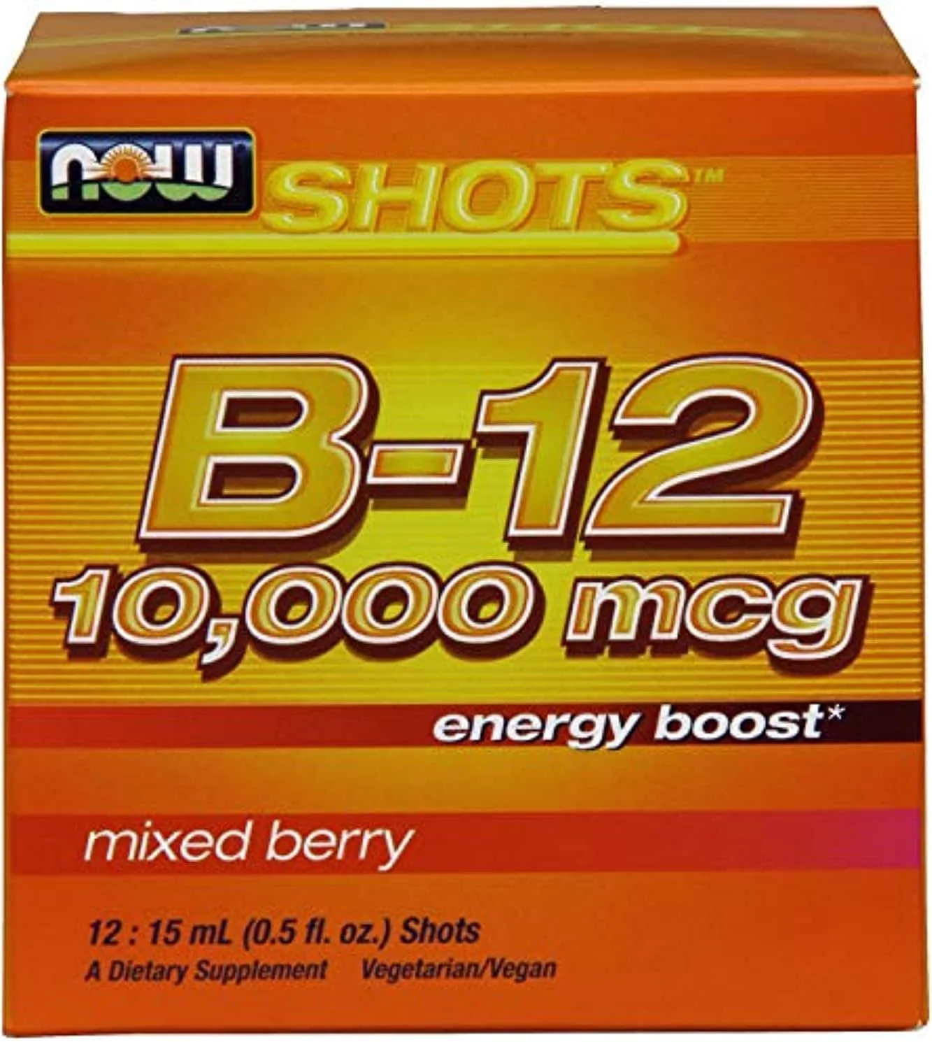 Now Foods، شات ها، B-12، میکس بری، 10000 میکروگرم، 12 شات، 0.5 fl oz (15 میلی لیتر) هر کدام