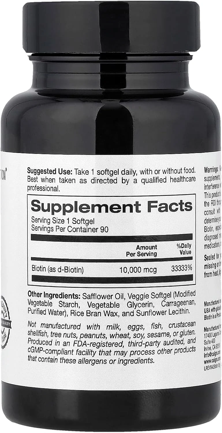 کالیفرنیا گلد Nutrition، بیوتین، 10000 میکروگرم، 90 سافت ژل گیاهی