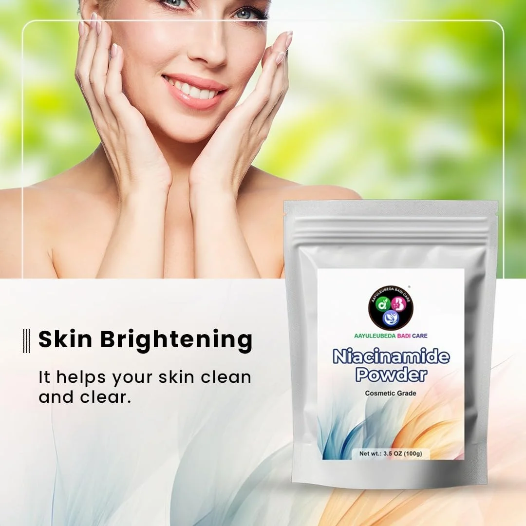 پودر ویتامین B3 (نیاسینامید) آ آی یولوبدا بادی کر ABC - 100 گرم مناسب برای ساخت سرم و کرم خانگی. کمک به کاهش منافذ باز، تعادل تولید چربی، چین و چروک و خطوط ریز