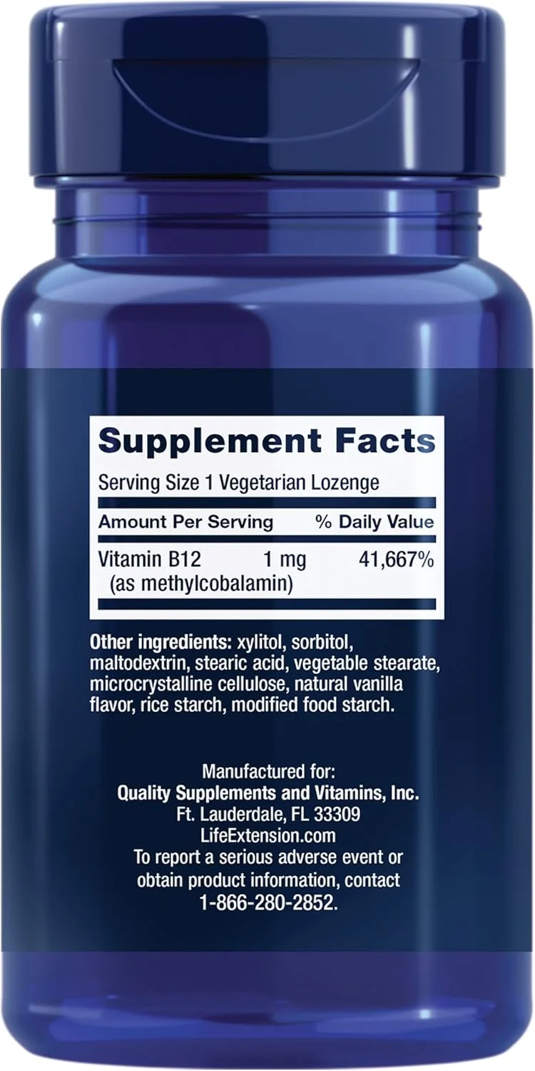 قرص های مکیدنی متیل کوبالامین لایف اکستنشن، 1 میلی گرم، 60 عدد قرص های مکیدنی متیل کوبالامین لایف اکستنشن، 1 میلی گرم، 60 عدد