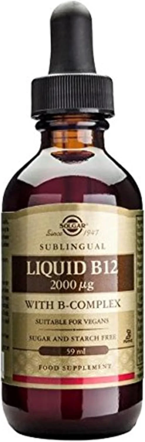 مایع زیر زبانی ویتامین B-12 2000 میکروگرم به همراه کمپلکس B سولگار | 59 میلی لیتر | 59 سروینگ | پشتیبانی از تولید انرژی و بازسازی گلبول های قرمز خون | غیر تراریخته، فاقد گلوتن و لبنیات | مناسب برای گیاهخواران