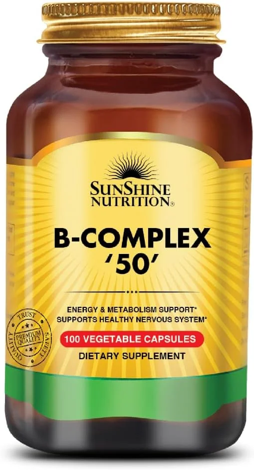 سان شاین نوتریشن کمپلکس B 50 | تامین کننده انرژی و سوخت و ساز | پشتیبانی از سیستم عصبی سالم | 100 کپسول گیاهی