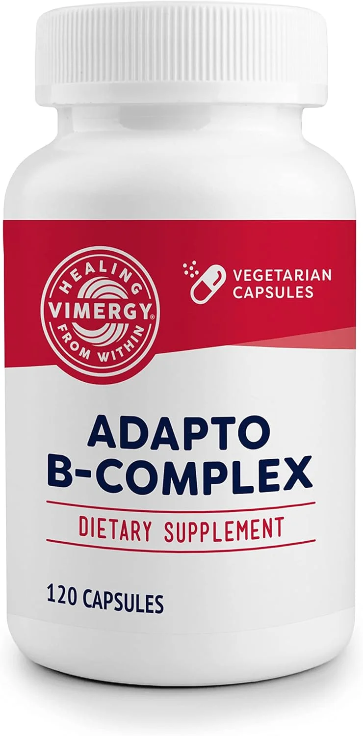 комплекс витаминов группы B Vimergy Adapto, 120 порций - Высокая эффективность с 8 витаминами группы B, родиолой и боярышником - Поддерживает умственную энергию, познание, настроение - без ГМО, кошерный, веганский, палео, без глютена, без сои