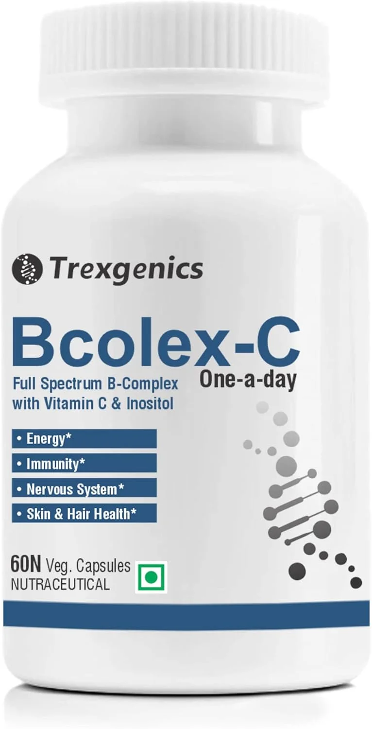 ترکس ژنیکس بی کولکس-سی، کمپلکس کامل ویتامین B به همراه ویتامین C و اینوزیتول 100 میلی گرم، انرژی، سیستم ایمنی و سیستم عصبی (60 کپسول گیاهی)