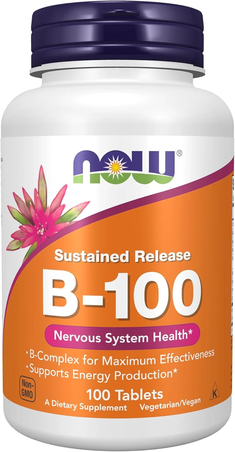 NOW Foods، B-100 رهش پایدار، 100 قرص