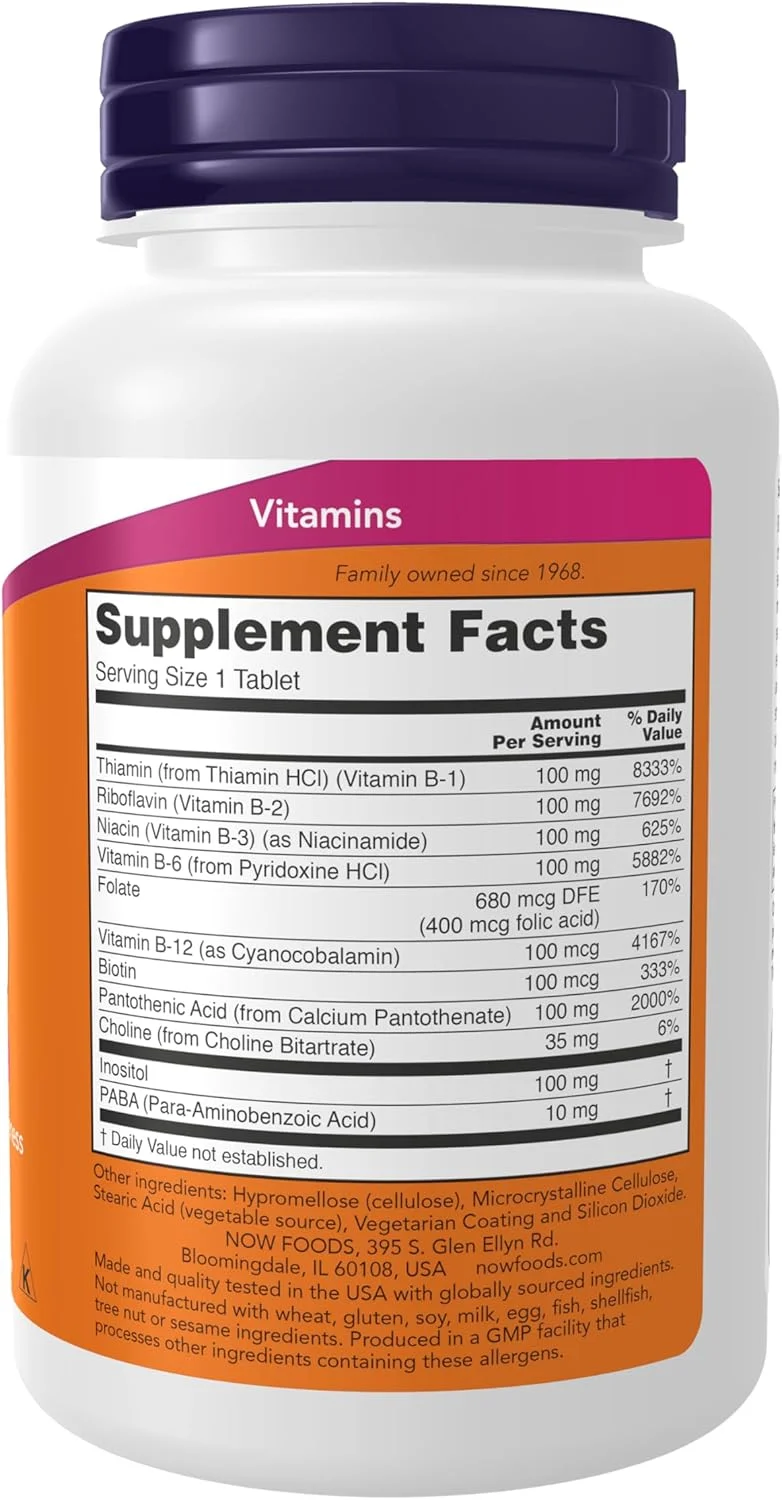 NOW Foods، B-100 رهش پایدار، 100 قرص NOW Foods، B-100 رهش پایدار، 100 قرص