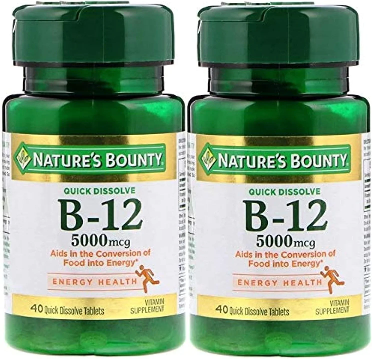 نیچرز بونتی، ب-۱۲، بسته دوقلو، طعم طبیعی گیلاس، 5000 میکروگرم، 80 قرص سریع حل شونده، 40 قرص در هر بسته