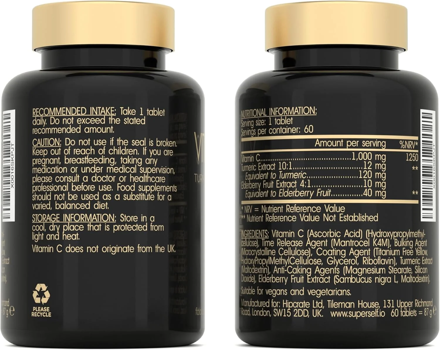 قرص های ویتامین C 1000 میلی گرم با قدرت بالا - فرمول رهش آهسته با گیاه آقطی و زردچوبه - 60 قرص - مکمل ویتامین C گیاهی - کمپلکس پشتیبانی از سیستم ایمنی گیاهی - ساخت انگلستان