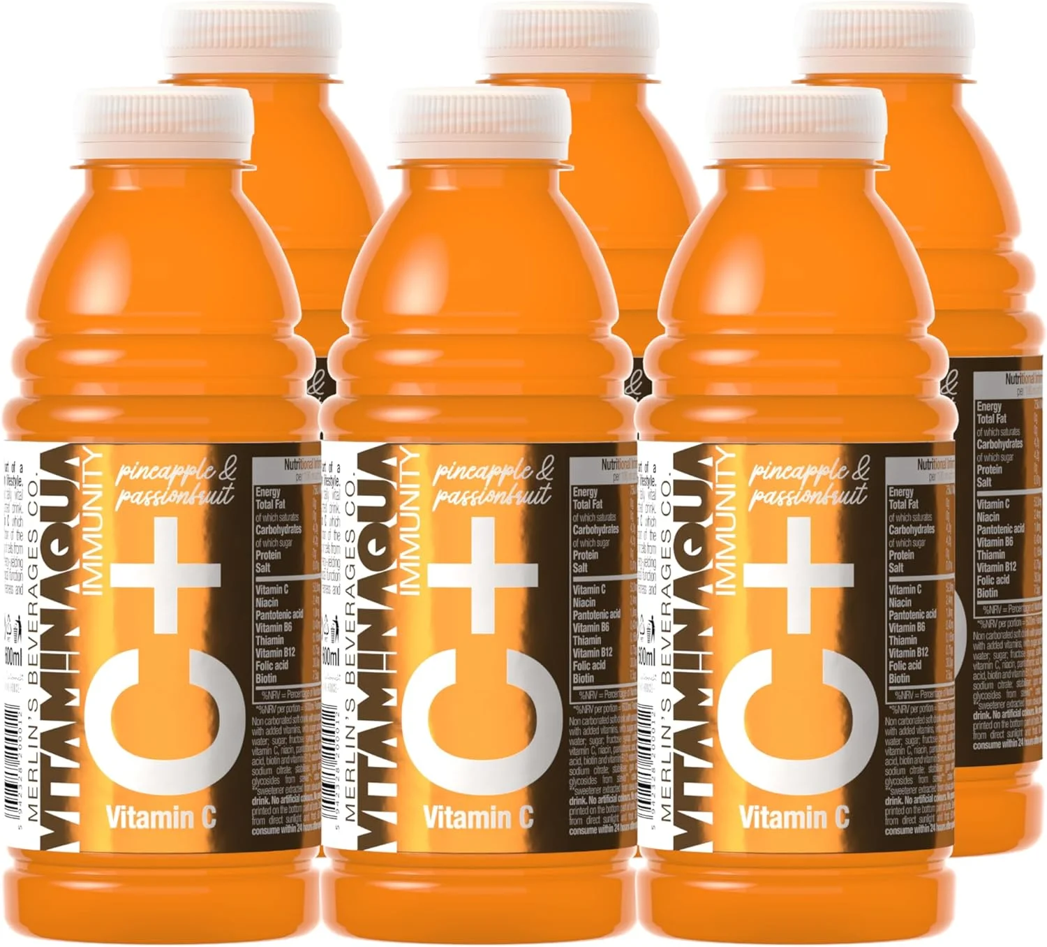 نوشیدنی ویتامین آکوا ایمنی C+ آناناس و پشن فروت 6 عددی 600 میلی لیتری