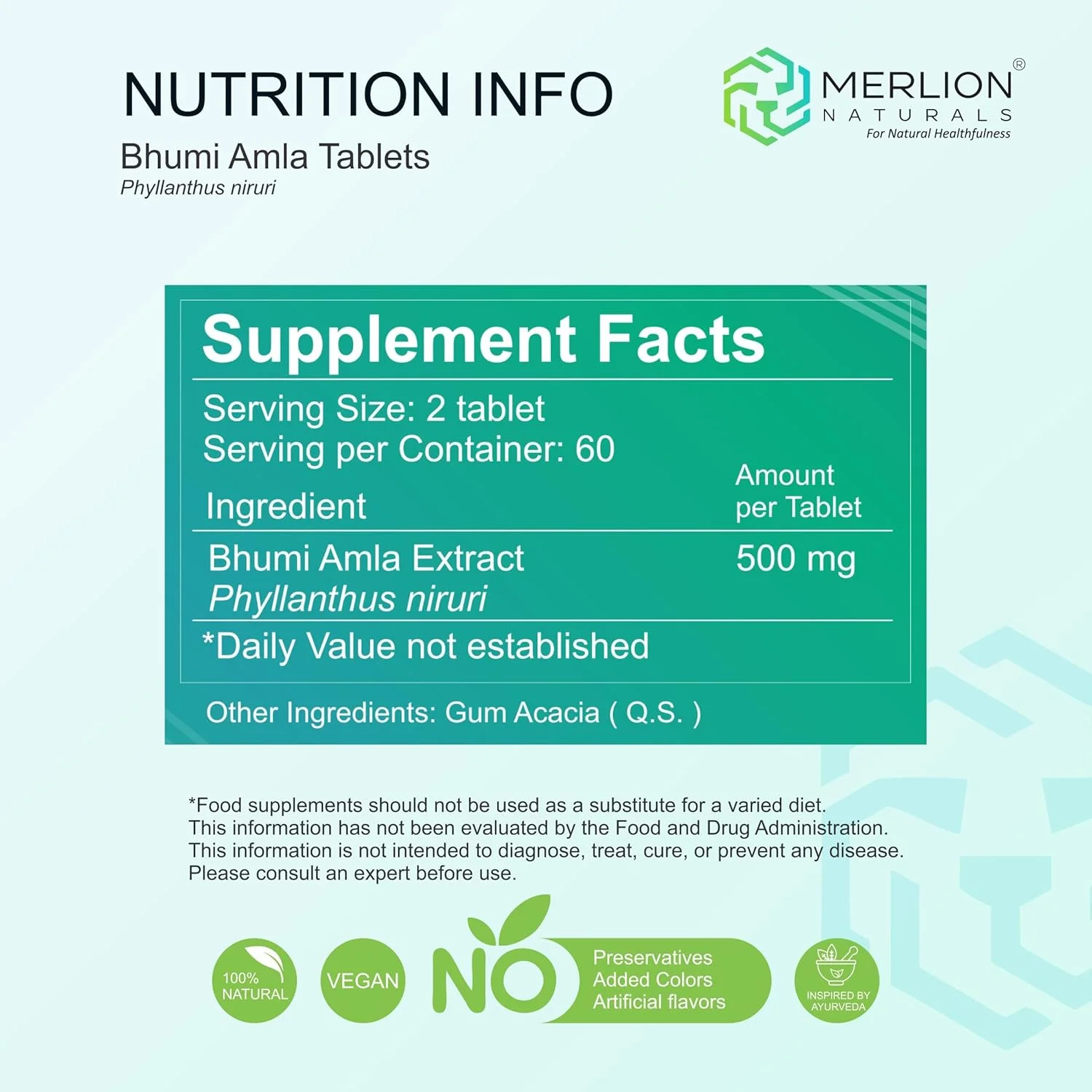 قرص های بهومی آملا از Merlion Naturals | Phyllanthus niruri | 500 میلی گرم (120 قرص) قرص های بهومی آملا از Merlion Naturals | Phyllanthus niruri | 500 میلی گرم (120 قرص)