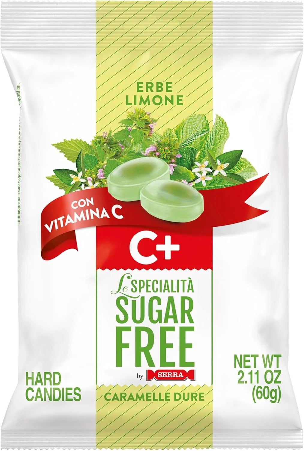 آبنبات بدون قند با طعم لیمو و گیاهان دارویی به همراه ویتامین C، 60 گرم