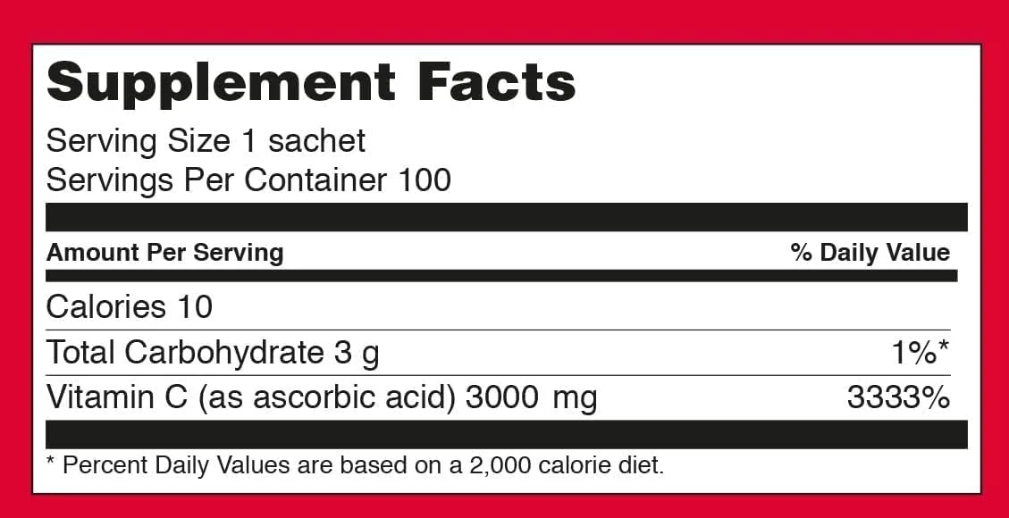 پودر ویتامین C مگادوز کره ای 3000 میلی گرم | نوع پودری | 100 عدد | ویتامین با محتوای بالا 3 گرم * 100 عدد (در مجموع 300 گرم)