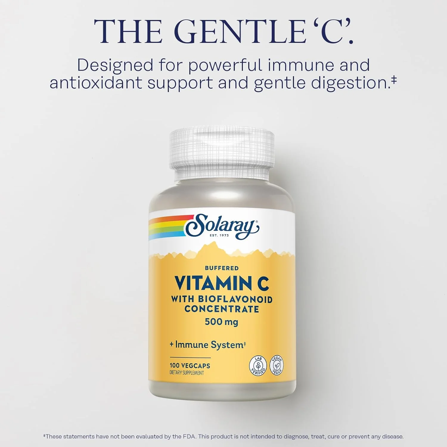 کپسول های گیاهی ویتامین C بافر شده سولارای با کنسانتره بیوفلاونوئید (500 میلی گرم، 100 عدد)