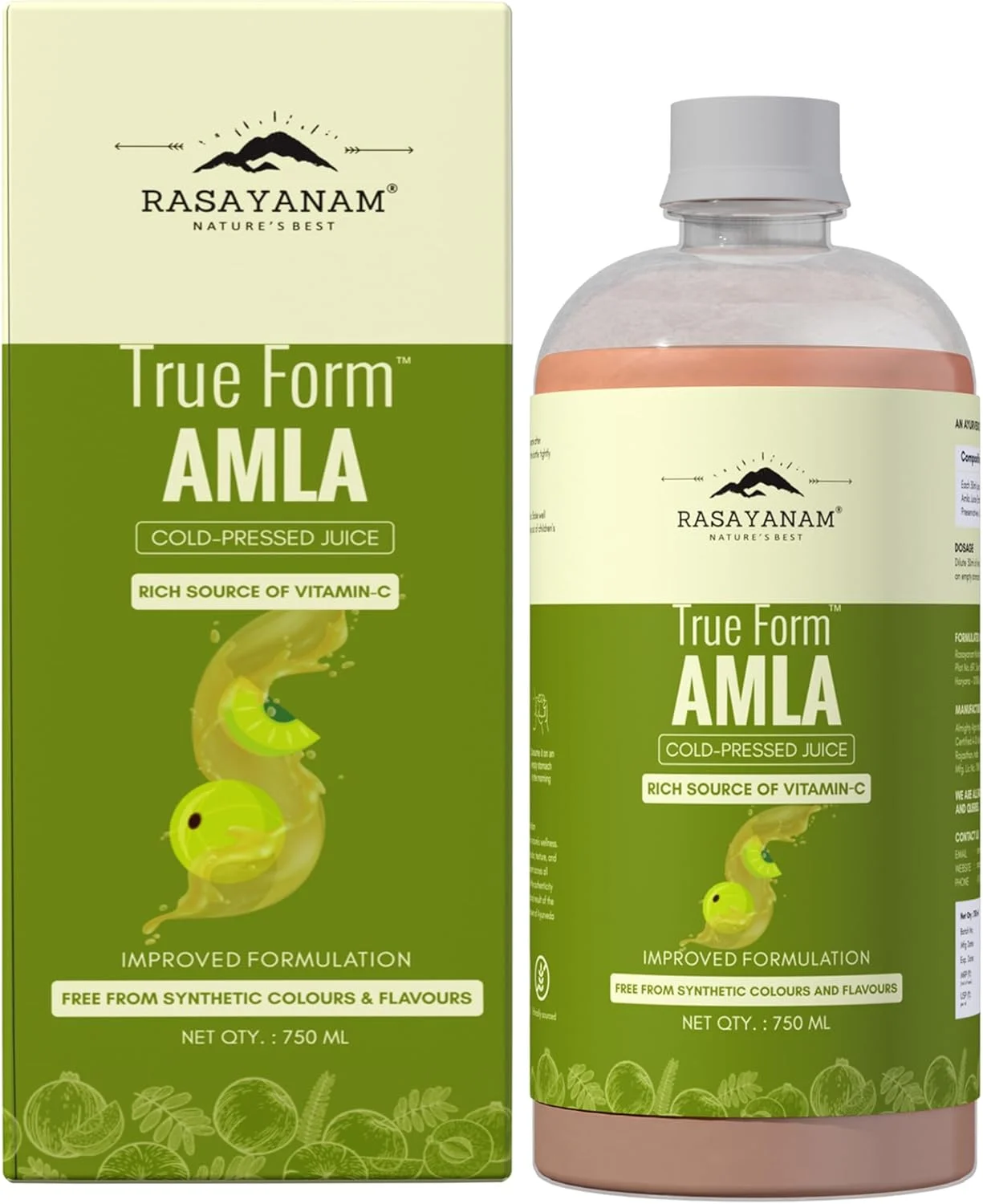 Rasayanam Pure Amla Juice - 750 ML | Healthy Hair & Skin | Immunity Booster | Vitamin C | Natural & 100% Pure | Made with Cold Pressed Francis Amla
