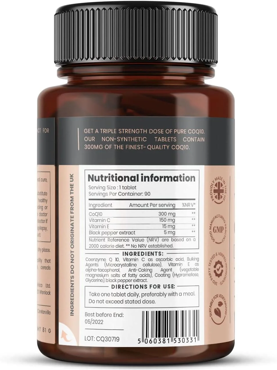 کوآنزیم کیو 10 تخمیری 300 میلی گرمی Pureclinica - 180 عدد (2 بطری 90 عددی) - 6 ماه تامین. غیر GMO، گرید USP. به همراه ویتامین C و عصاره فلفل سیاه برای جذب بهتر.