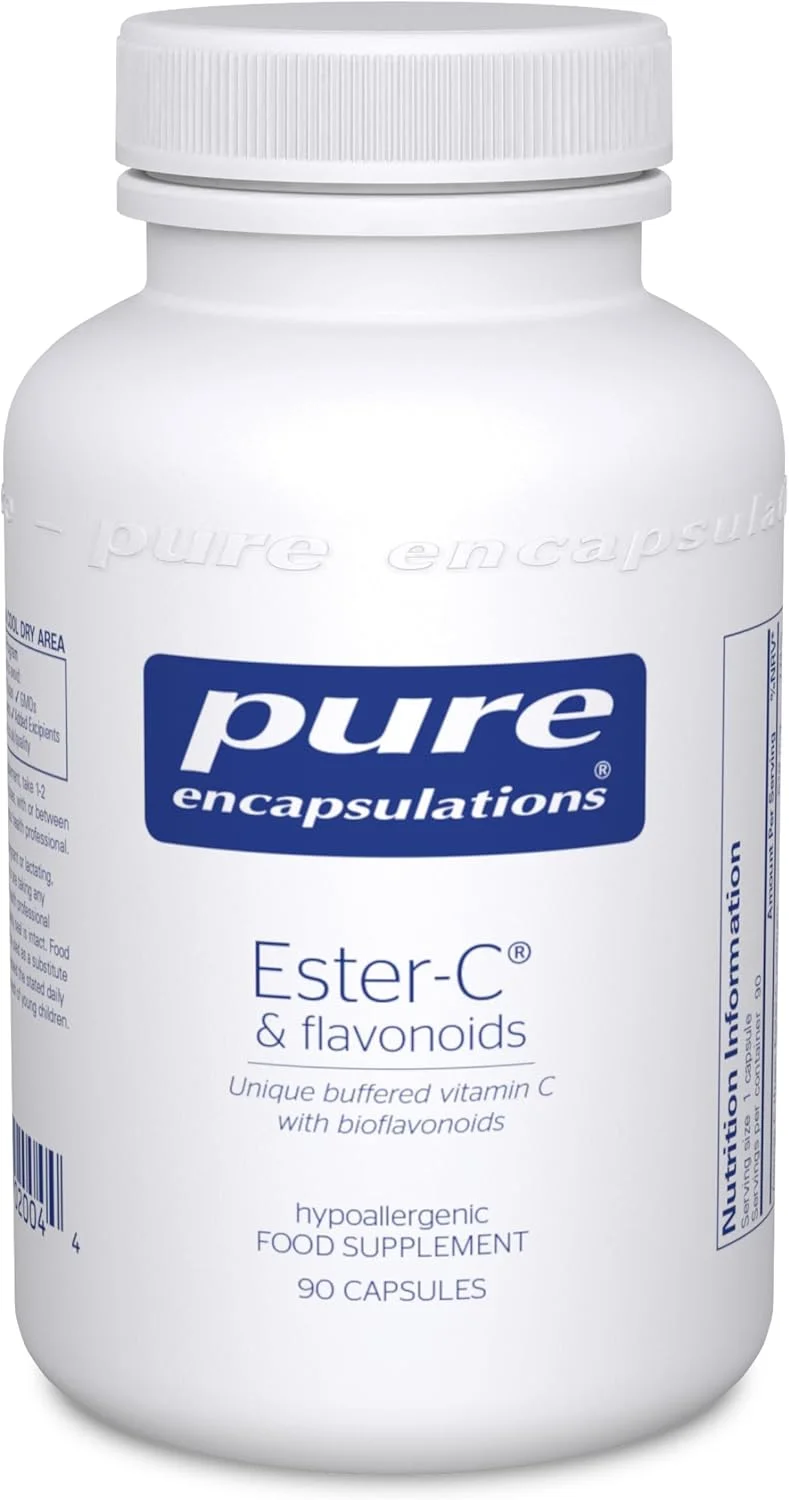 پیور انکپسولیشنز - استر-سی و فلاونوئیدها - مکمل ویتامین سی بافر شده منحصر به فرد با بیوفلاونوئیدها - 90 کپسول