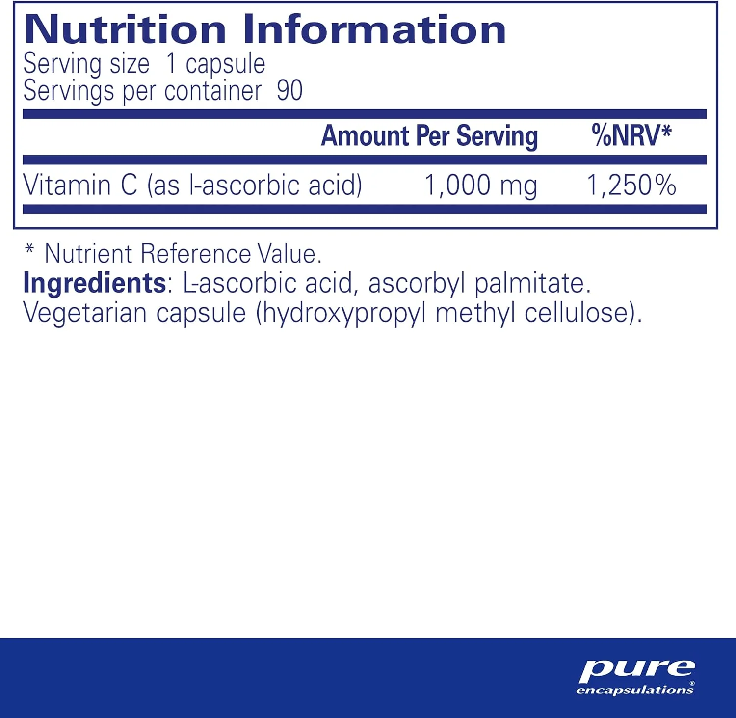 اسید آسکوربیک Pure Encapsulations - ویتامین C با قدرت حرفه ای 1000 میلی گرم - مکمل ضد حساسیت - 90 کپسول