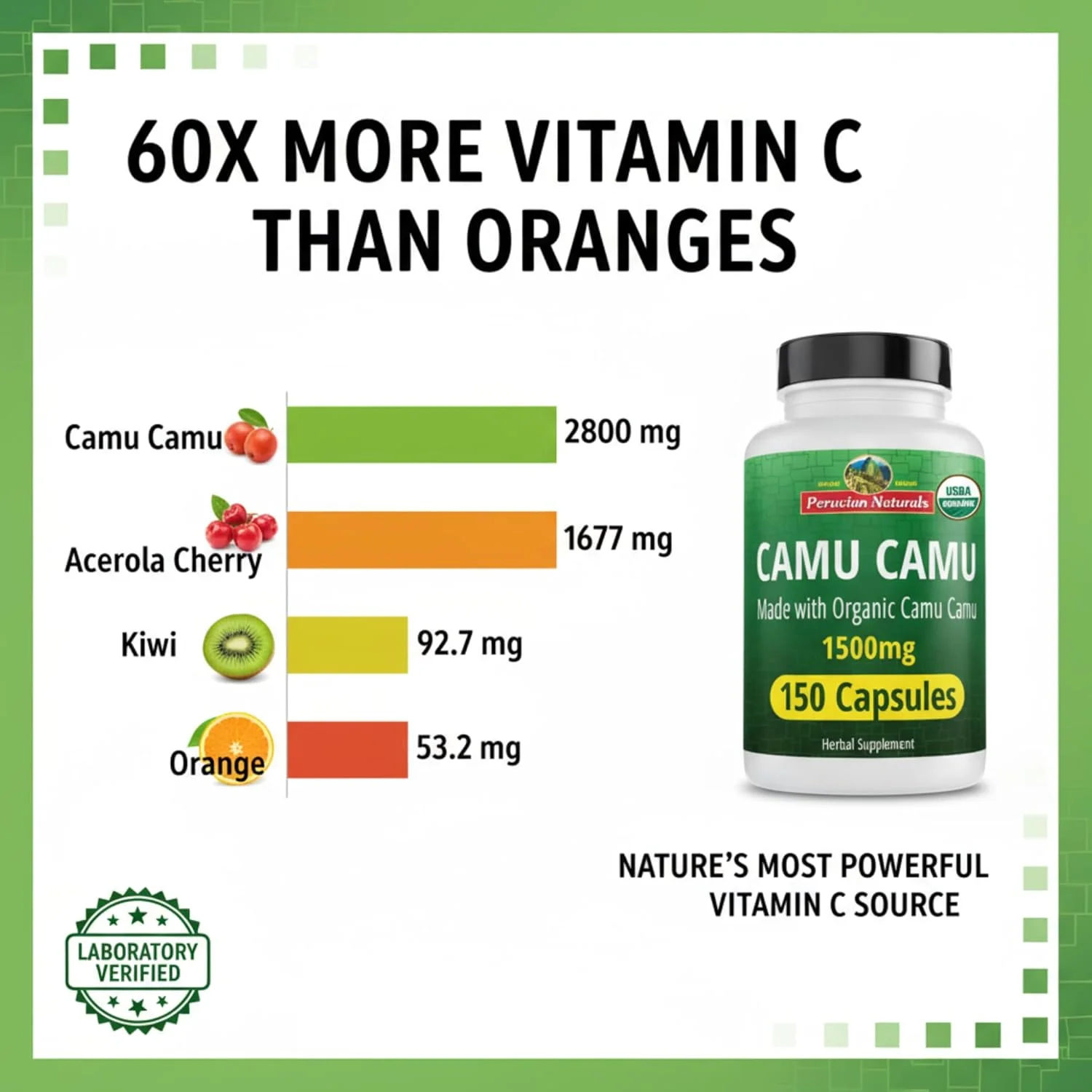کپسول های کامو کامو پرویین نچرالز - بسته 150 عددی - وگان، دارای گواهی USDA ارگانیک پودر توت کامو - منبع غنی ویتامین C - پودر خام کامو کامو - مکمل سلامت سیستم ایمنی