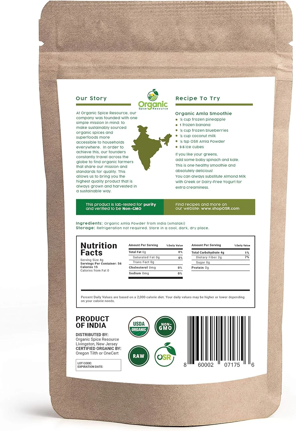 پودر آملا ارگانیک | 500 گرم | آملکی، غیر تراریخته، 100% خام از هند، توسط SHOPOSR