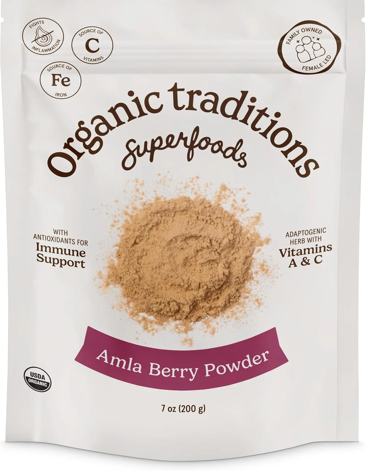 پودر اَملا بری ارگانیک ترادیشنز | 200 گرم | گیاه انرژی‌بخش آداپتوژن | سرشار از ویتامین C به همراه آهن | دارای گواهی ارگانیک USDA