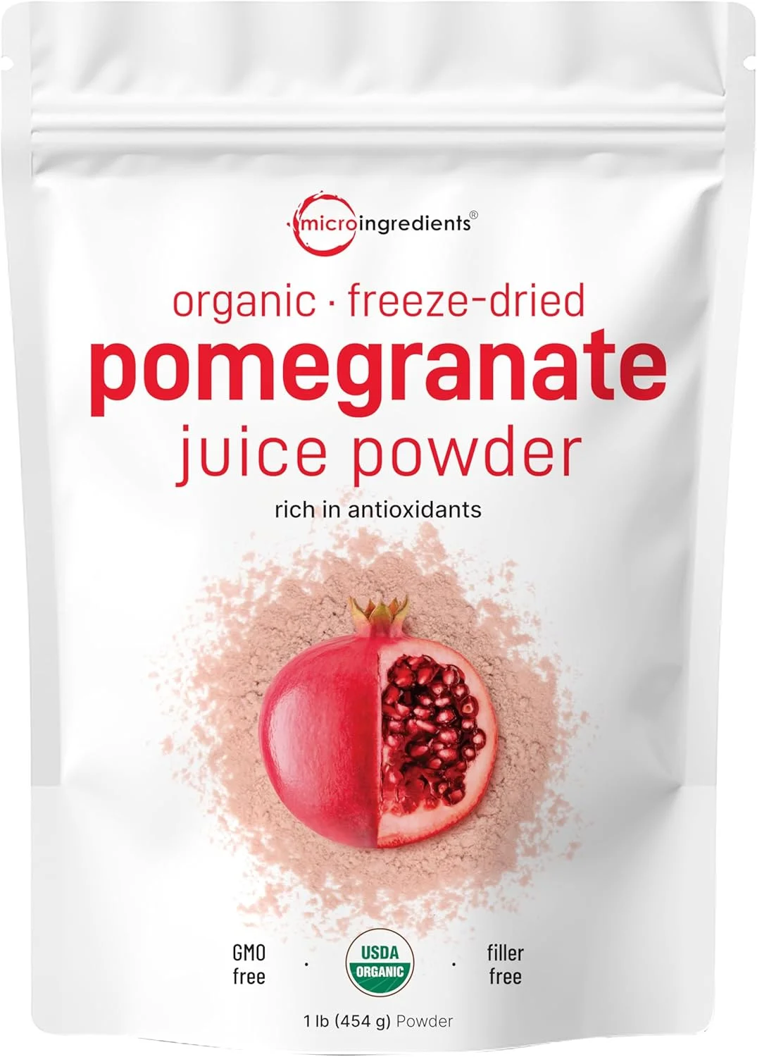 پودر آب انار ارگانیک، 450 گرم (91 سروینگ)، خشک شده انجمادی و پرس سرد، ویتامین C طبیعی (ویتامین ایمنی)، پشتیبانی از سیستم ایمنی، طعم دهنده ارگانیک برای اسموتی و نوشیدنی، مناسب گیاهخواران