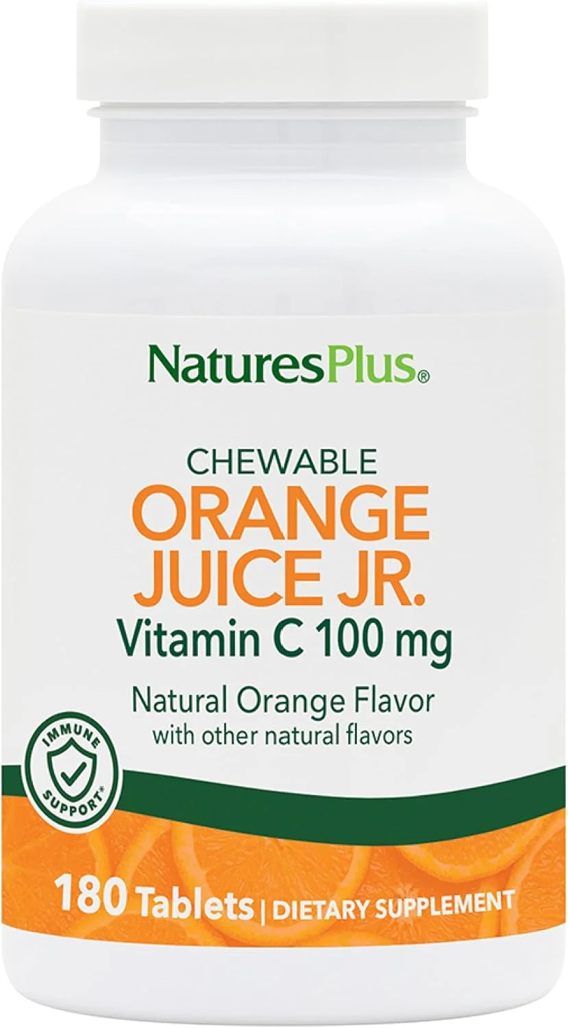 Nature's Plus آب پرتقال جونیور، مکمل ویتامین C - 100 میلی گرم، 180 قرص