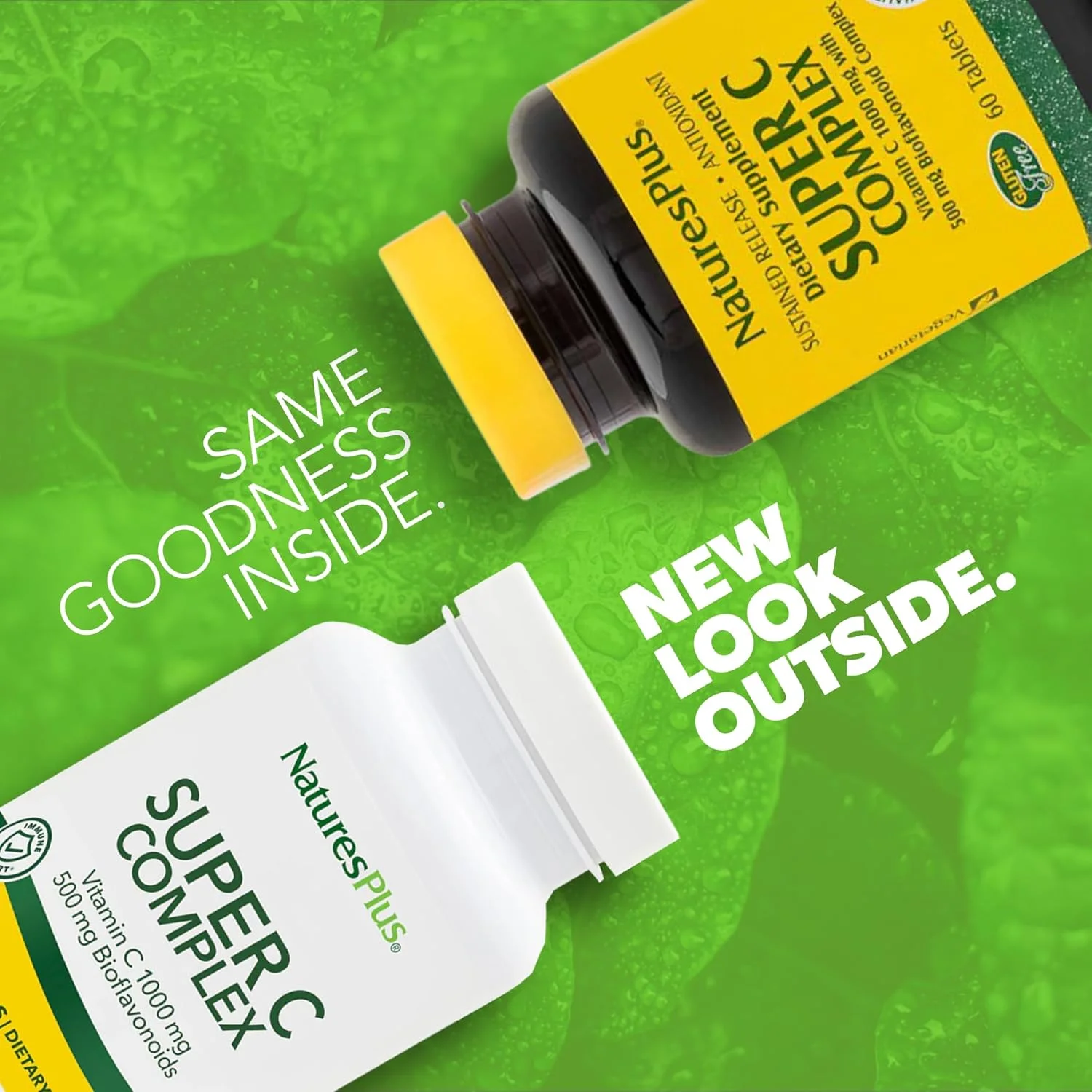 کمپلکس سوپر C نیچرز پلاس - 1000 میلی گرم آسکوربیک اسید، 90 کپسول گیاهی - مکمل ویتامین C با قدرت بالا، آنتی اکسیدان - فاقد گلوتن - 45 سروینگ