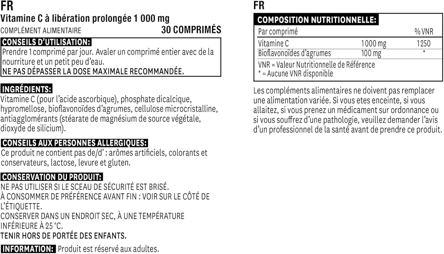 نِیچرز اِید ویتامین C ۱۰۰۰ میلی‌گرم رهش زمانی، ۳۰ قرص