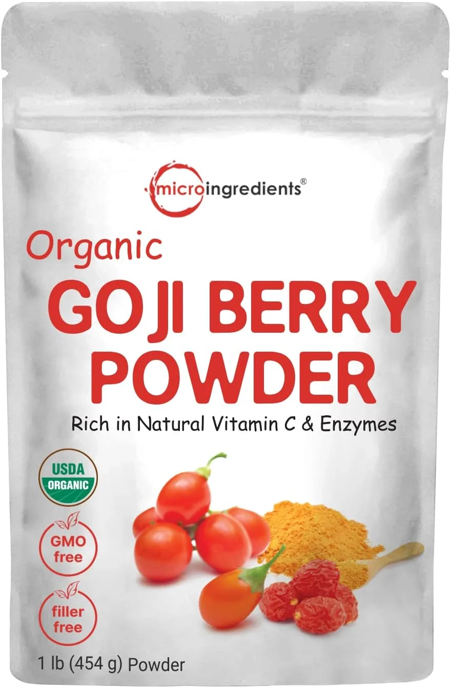 پودر گوجی ارگانیک میکرو اینگرِدیِنتس، ۴۵۰ گرم | منبع میوه ۱۰۰٪ طبیعی | بدون سولفات و افزودنی | طعم عالی برای نوشیدنی ها، میان وعده ها و نوشیدنی ها | غیر GMO و وگان