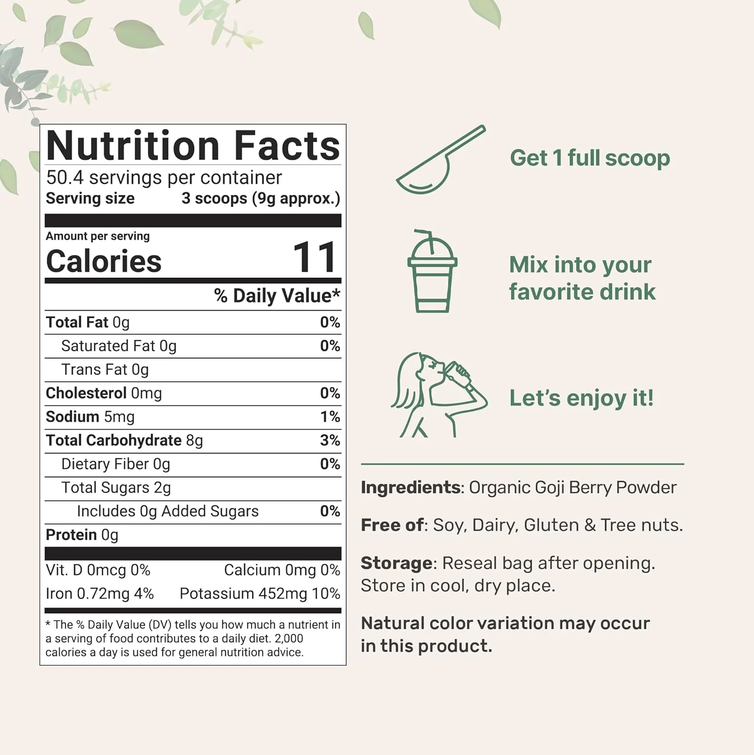 پودر گوجی ارگانیک میکرو اینگرِدیِنتس، ۴۵۰ گرم | منبع میوه ۱۰۰٪ طبیعی | بدون سولفات و افزودنی | طعم عالی برای نوشیدنی ها، میان وعده ها و نوشیدنی ها | غیر GMO و وگان