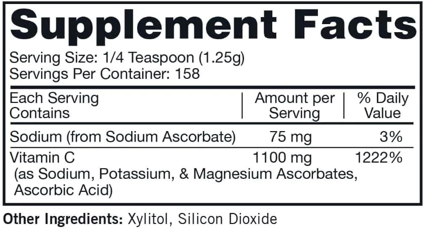 پودر ویتامین C بدون طعم Kirkman Bio Max Series، ضد حساسیت، بدون کازئین و گلوتن - 198.5 گرم