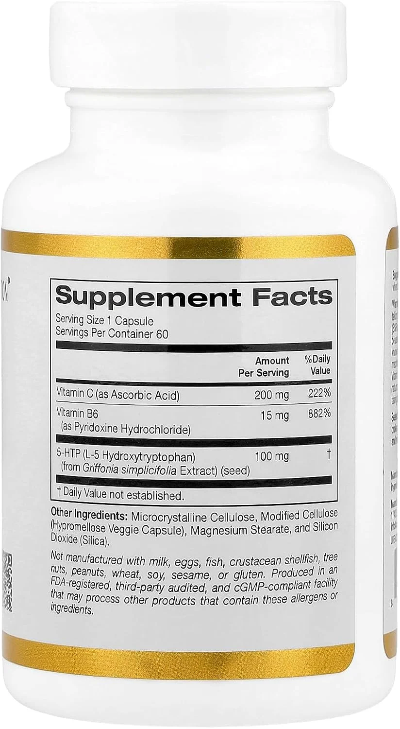 Lake Avenue Nutrition، 5-HTP به همراه ویتامین B6 و ویتامین C، 60 کپسول گیاهی