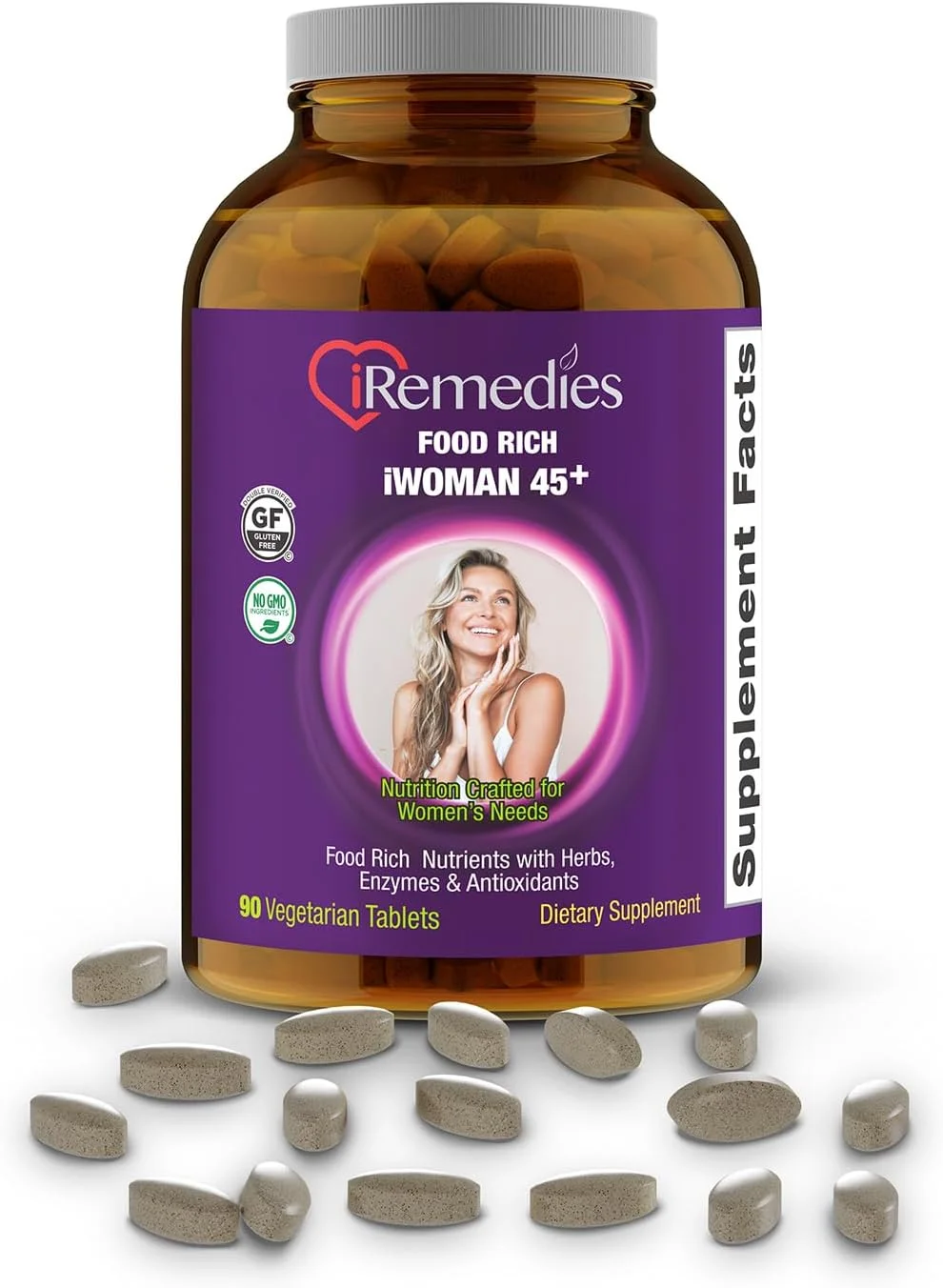 مولتی ویتامین مخصوص بانوان بالای 45 سال iRemedies iWoman – مولتی ویتامین بانوان برای تعادل هورمونی، سلامت استخوان و قلب – 90 قرص