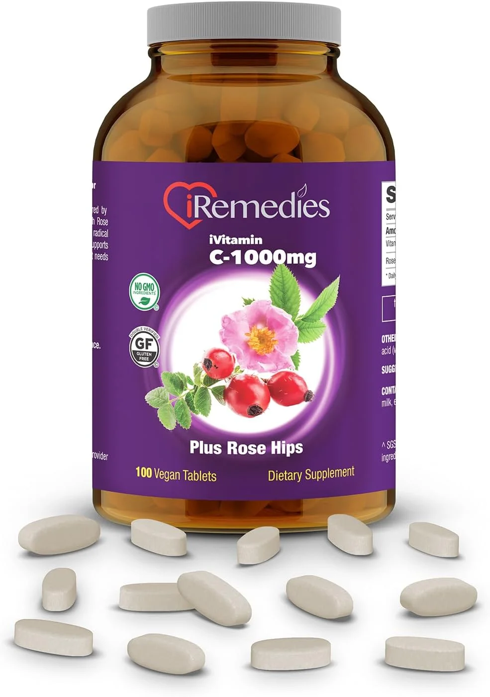 آی ویتامین ث ۱۰۰۰ میلی گرم آی رمدیز با رزهیپ - پی آر - ویتامین ث با قدرت بالا و رهش طولانی برای پشتیبانی از سیستم ایمنی - ۵۰ قرص گیاهی
