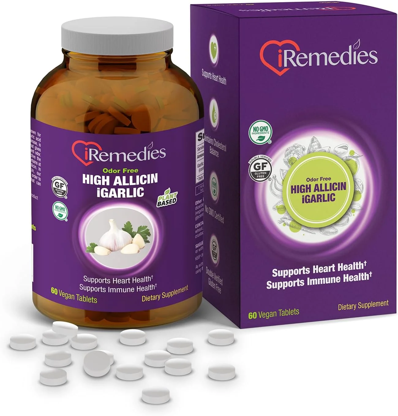 آی-گارلیک آی-رمیدیز با آلیسین بالا - مکمل سیر با قدرت بالا برای حمایت از قلب، ایمنی و کلسترول - 60 قرص