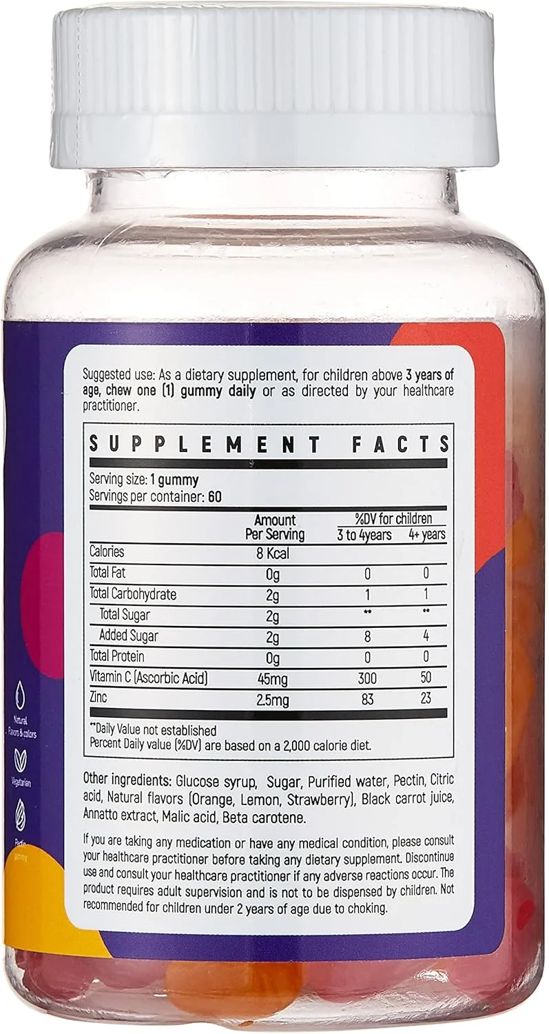 پاستیل ویتامین C + زینک 60 عددی