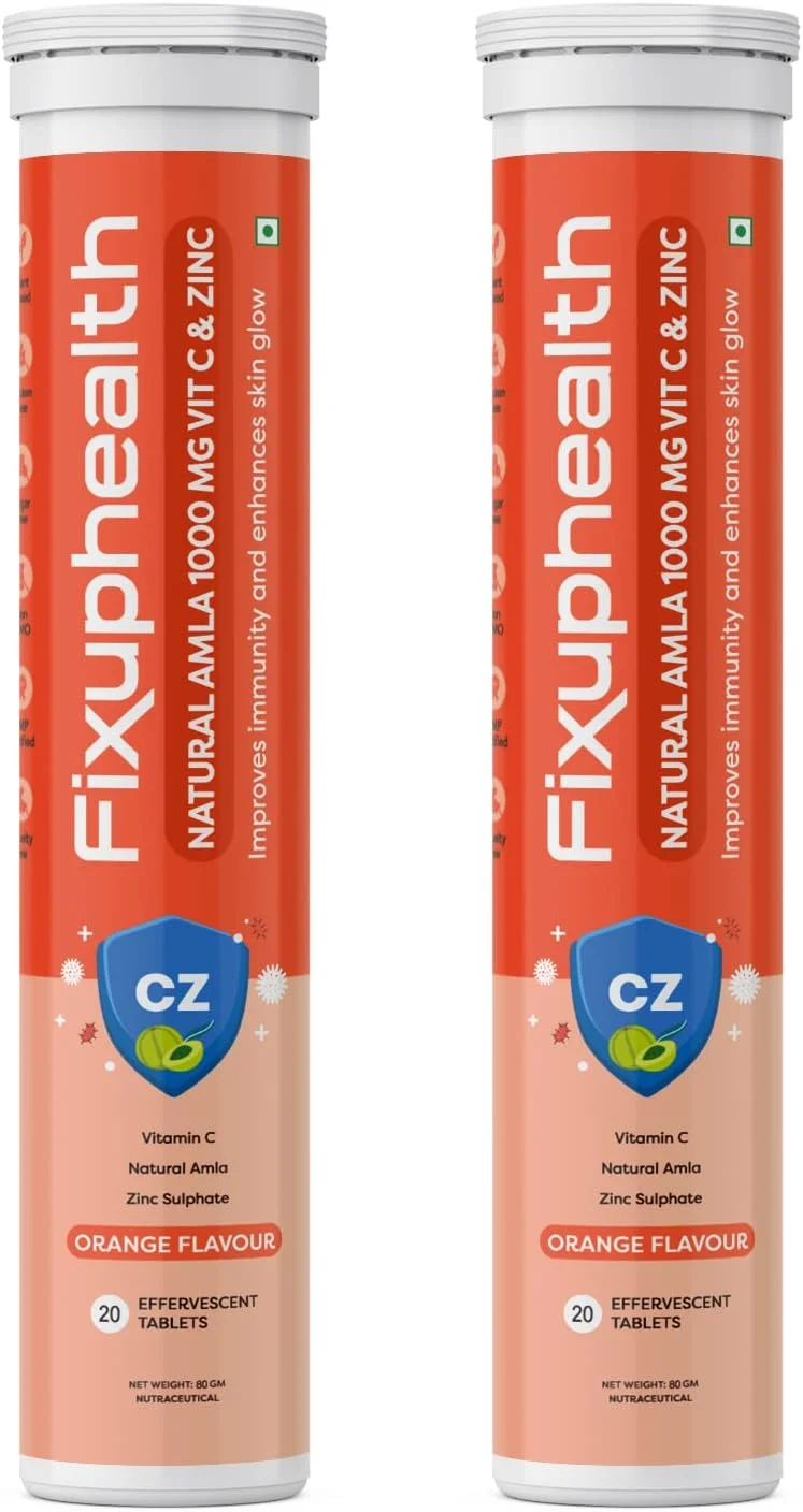 قرص جوشان آمله ۱۰۰۰ میلی گرم ویتامین C و زینک با طعم پرتقال - (۲۰ عدد قرص، بسته ۲ عددی)